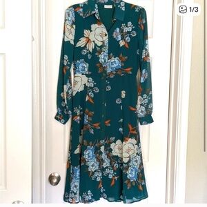 Eva Mendes for New York & Company Teal and Orange Floral Dress